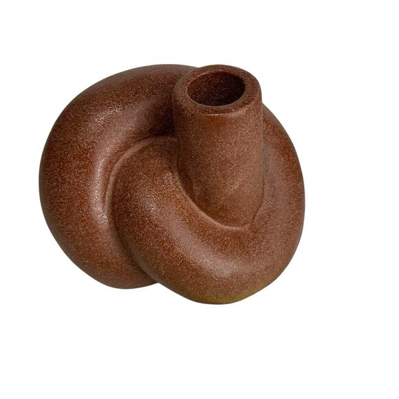 47 & Main Brown Knot Ceramic Modern Candle Holders Set of 2 Sculptural Decor - Picture 5 of 12